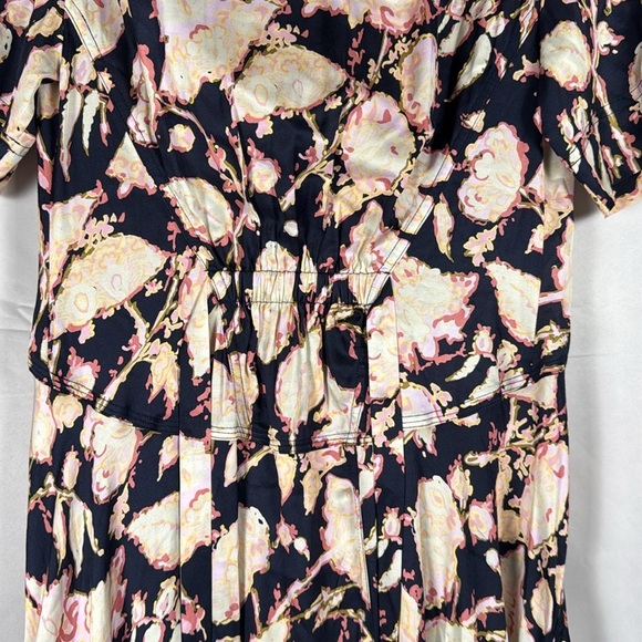 A.L.C. Emery Maritime Midi Dress Navy Multi Floral Asymmetric Belted Romantic 2 - Picture 8 of 16